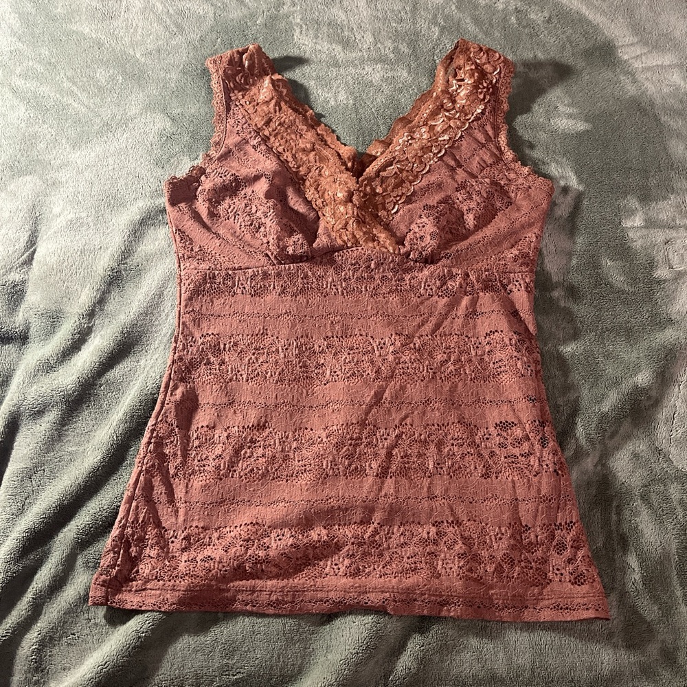 Brown lace tank top